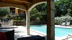 zwembad op laagste terrein